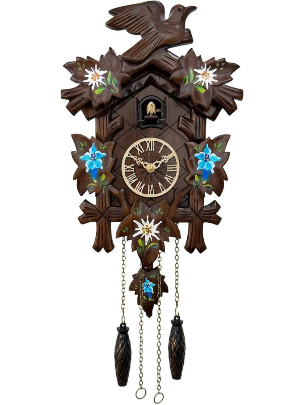 Handcrafted Black Forest Style Cuckoo Clock, Quartz Movement, Vintage Home Decor